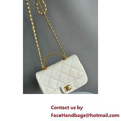 Chanel Lambskin, Resin & Gold-Tone Metal Small Flap Bag with Top Handle AS4848 White 2024